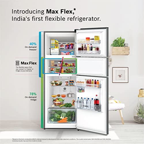 Image of Bosch MaxFlex Convert 332L Inverter Frost Free Triple Door Refrigerator Appliance (CMC33K05NI,Convertible,Black Steel)