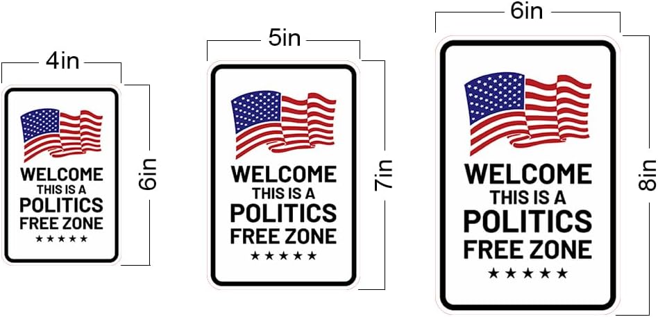 Portrait Round Plus Welcome This Is A Politics Free Zone Door or Wall Sign - Large (2 Pack)
