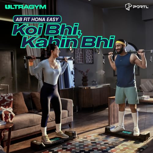 Image of Portl Ultra Gym-Ultimate Combo | All-in-One Smart Home Gym | Upto 70 kgs of Digital Weights | 150 + Exercises | Full Body Workout | Compact Multipurpose Fitness Equipment | Strength Training System