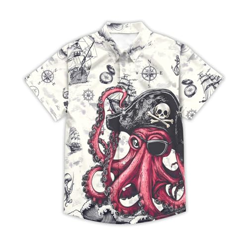 THE PIRATE KING Funny Pirate Hawaiian Shirt Men's Aloha Shirt Summer Beach Vacation Short Sleeve Casual Button Down Shirt2
