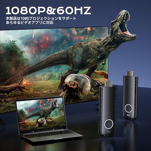 undefined Aceele新登場ワイヤレスHDMI送受信機 1080P&60Hz 5.8G/2.4Gデュアルバンド プラグ&プレイ 無線距離50m 超低遅延 音画同期出力 拡張モード ランスミッター レシーバー 最大8台まで増設 コンパクトサイズ 収納便利 TV/会議ボード/Mac/Laptop/カメラ/監視カメラなど対応 会議室/教室/自宅 【日本技適認証取得】 の商品画像 1