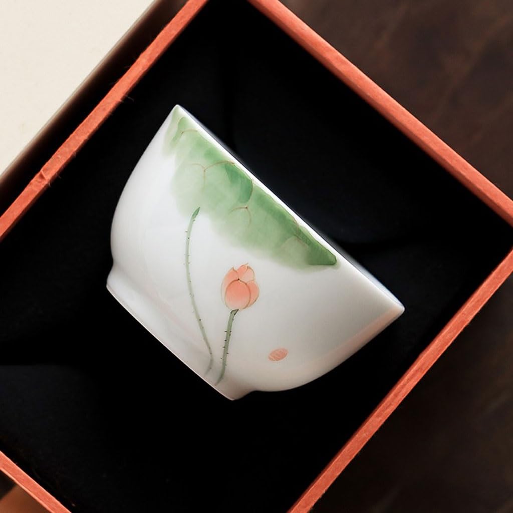 Ceramiczna filiżanka do herbaty ręcznie malowana lotos filiżanka do herbaty kubek dla gospodarza popołudniowa herbata impreza biurowa filiżanka biała porcelana chiński zestaw do herbaty Kung