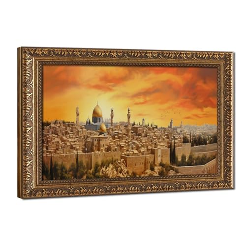 Poster Jérusalem rétro sur toile premium, œuvre d'art murale d'exception pour chambre