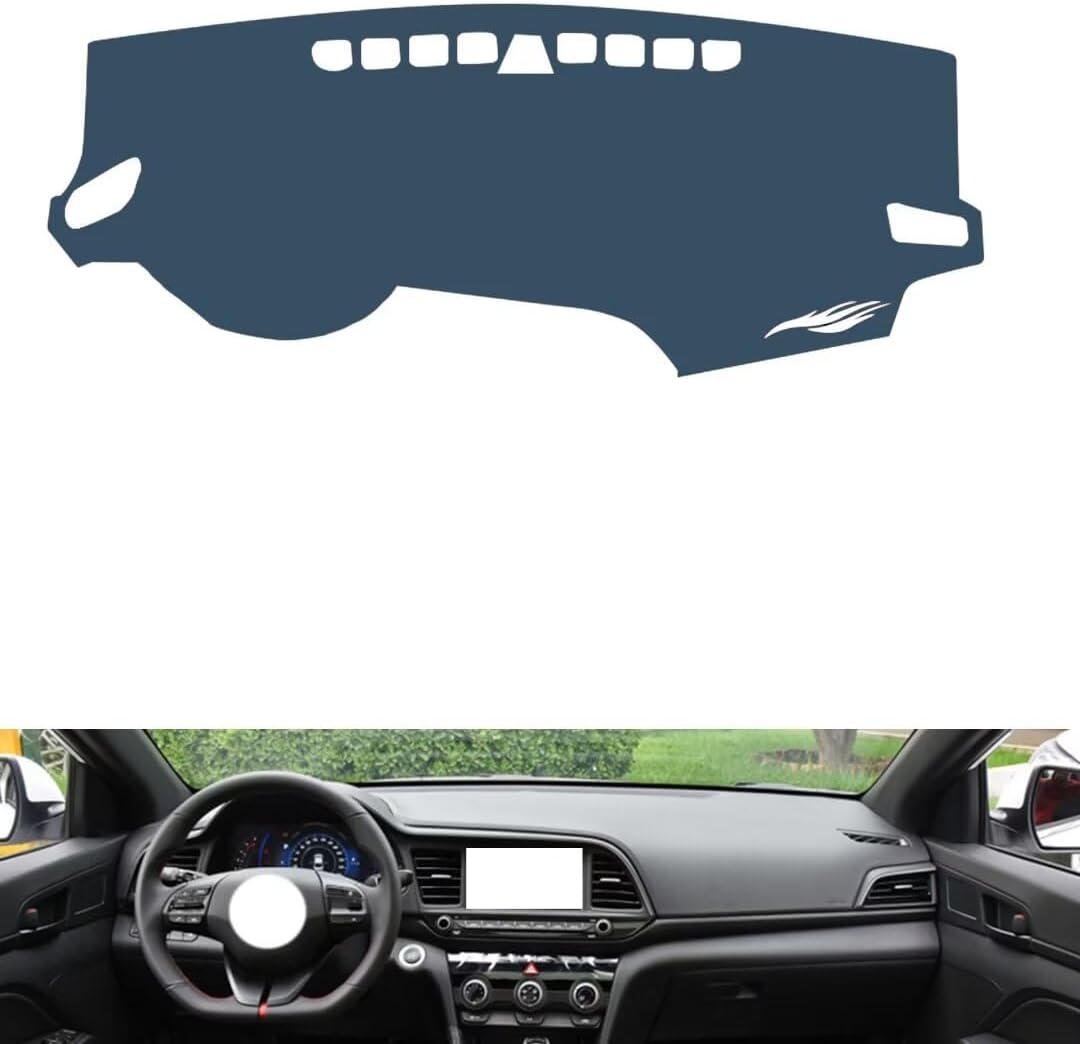 leather dash board cover mat Compatible with HyundaiHyundai Elantra 2016-2018, Interior Dash Covers，Sun protection dashboard cover-blue