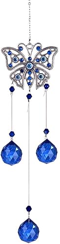 Colgante de pared de mariposa azul turco con atrapasoles de cristal para decoración del hogar, buena suerte, bendición, inauguración de la casa,