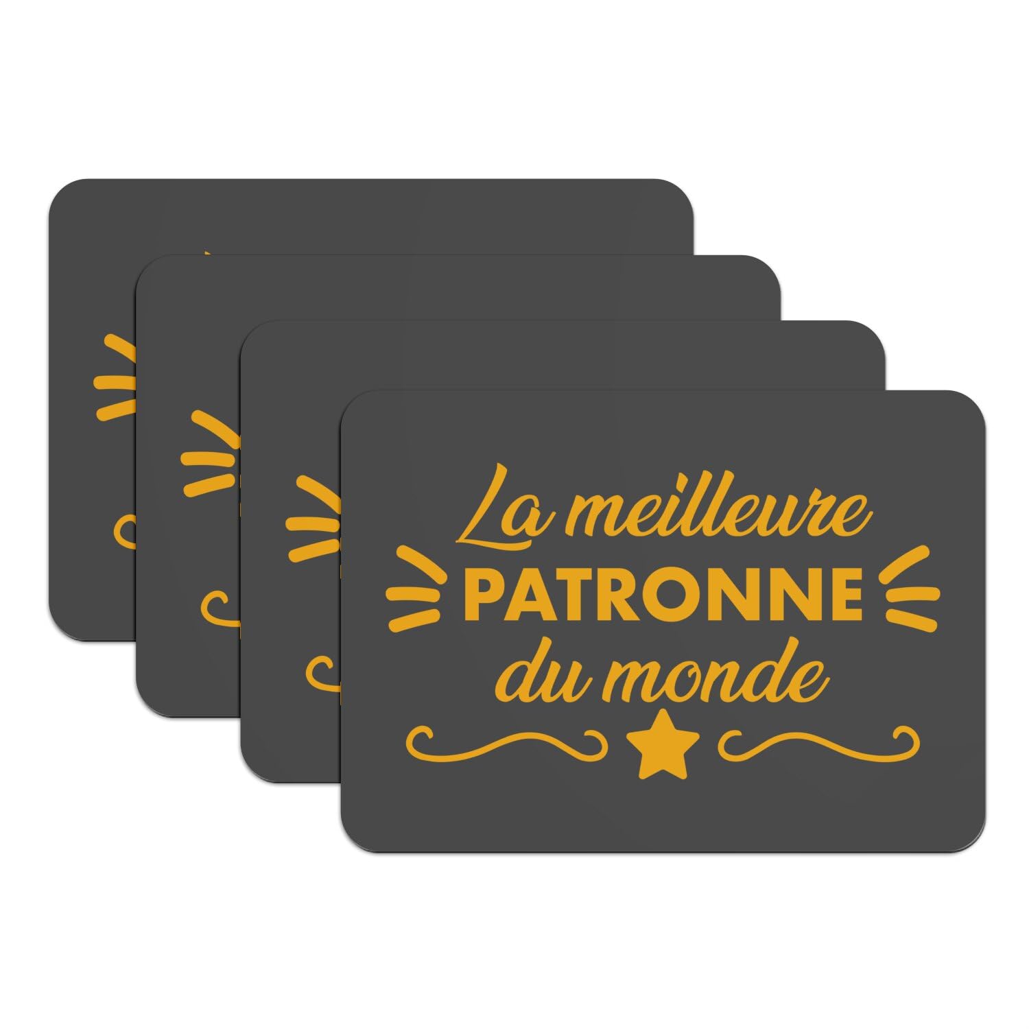 Sets de table en caoutchouc noir grand format 39,5x28,5 cm pour bureau et entreprise lot de 4