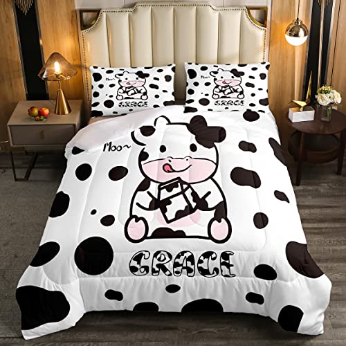 Loussiesd Juego de edredón de vaca color