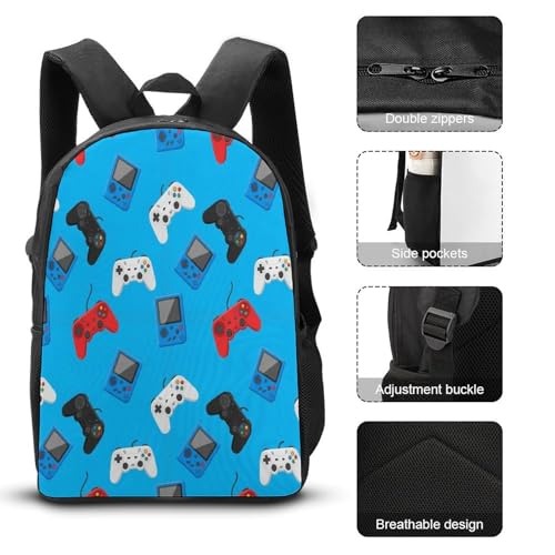 Adult Pencil Pouch for College Accessories, Portable Video Game Blue Lunch Bag, Backpack with Adjustable Strap3
