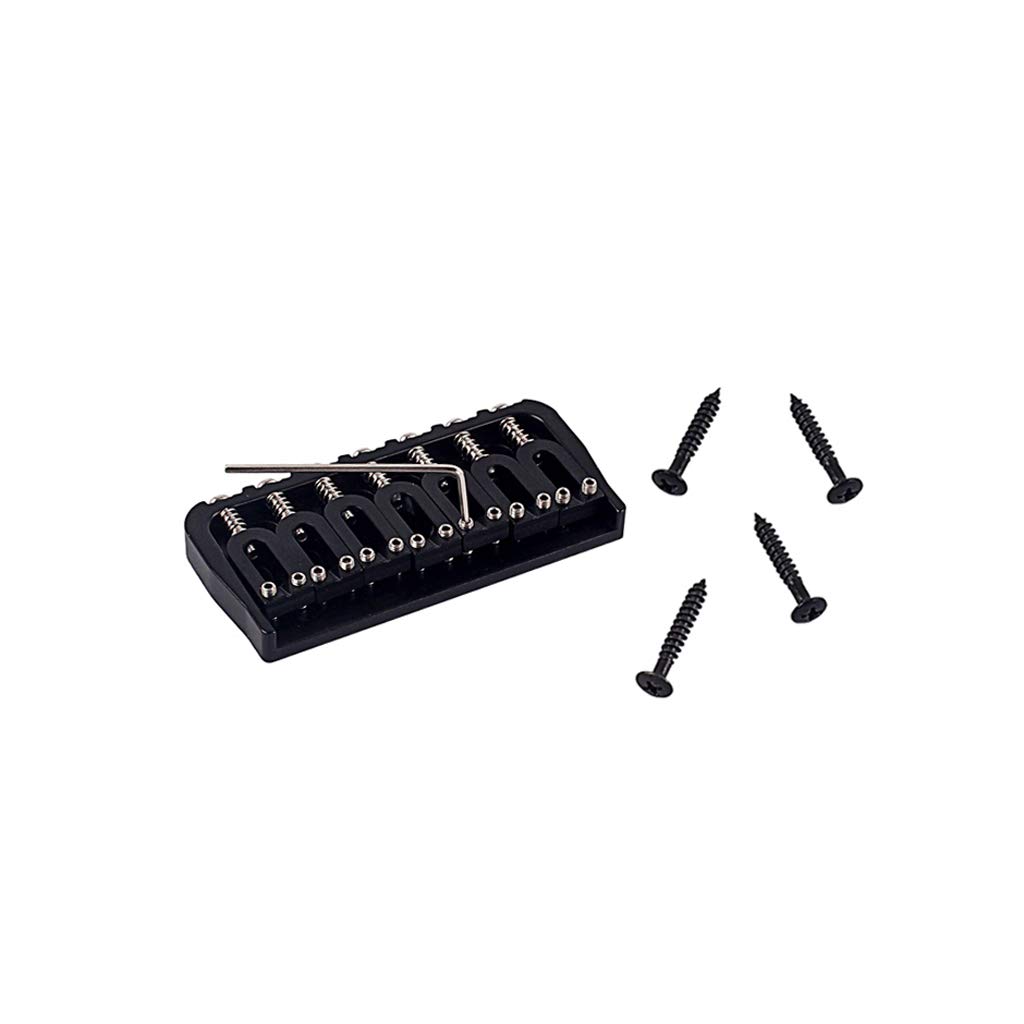 Alnicov Pont de selle à 7 cordes, pièce de rechange pour ponts rigides en métal pour guitare électrique (noir)