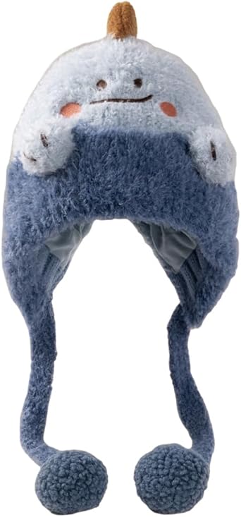 Girls Cartoon Knit Hat Winter Animals Character Hats Boys Fuzzy Ski Beanies Ear Flap Cap with Pom 2-12 Years
