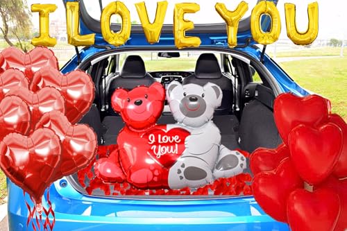 Image of I Love You Balloons And Anniversary Balloons Set,Romantic Balloons | Red Rose,Anniversary Decorations For Wedding Confession Proposal Birde Shower Boyfriend Girlfriend Couple