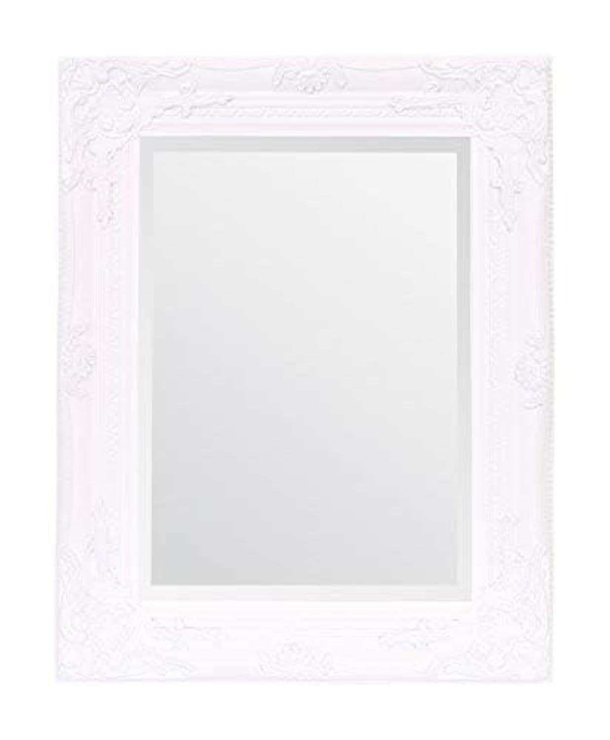 Select Mirrors Rhone Mirror - French Vintage, Antique Baroque Style - 42cm x 53cm - Chic Home Decor (White Matt)