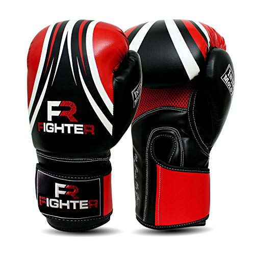 Fighter Boxing Gloves Perfect for MMA Training, Punching Bag, Kickboxing, Muay Thai Boxing Gloves for Men, Women and Adult (Red/Black, 10 oz)