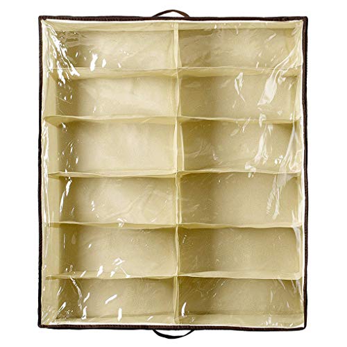 Elenxs 2pcs / Set 12 cuadrículas Debajo de la Cama Organizador de Zapatos para niños Adultos Zapatos Armario Organizador del almacenaje de la Caja