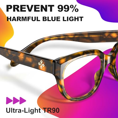 Image of VISOONE Retro Round Blue Light Blocking Glasses with Anti Computer Glare for Gaming Women and Men BLAZE