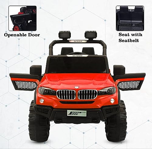 Image of SKYA STAR 888 Jeep 12 Vlot Battery Operated Rechargeable Ride on Jeep for Kids with Remote Control, 2 to 7 Years, Red
