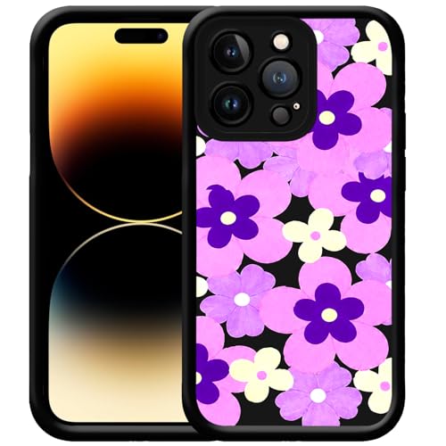 Clickfleek Flamingo Floral Printed Shockproof Protective Back Cover Compatible with IPhone 15 Pro Max | Slim Lightweight Camera Protection | Back Cover Compatible with IPhone 15 Pro Max (Black-Purple)