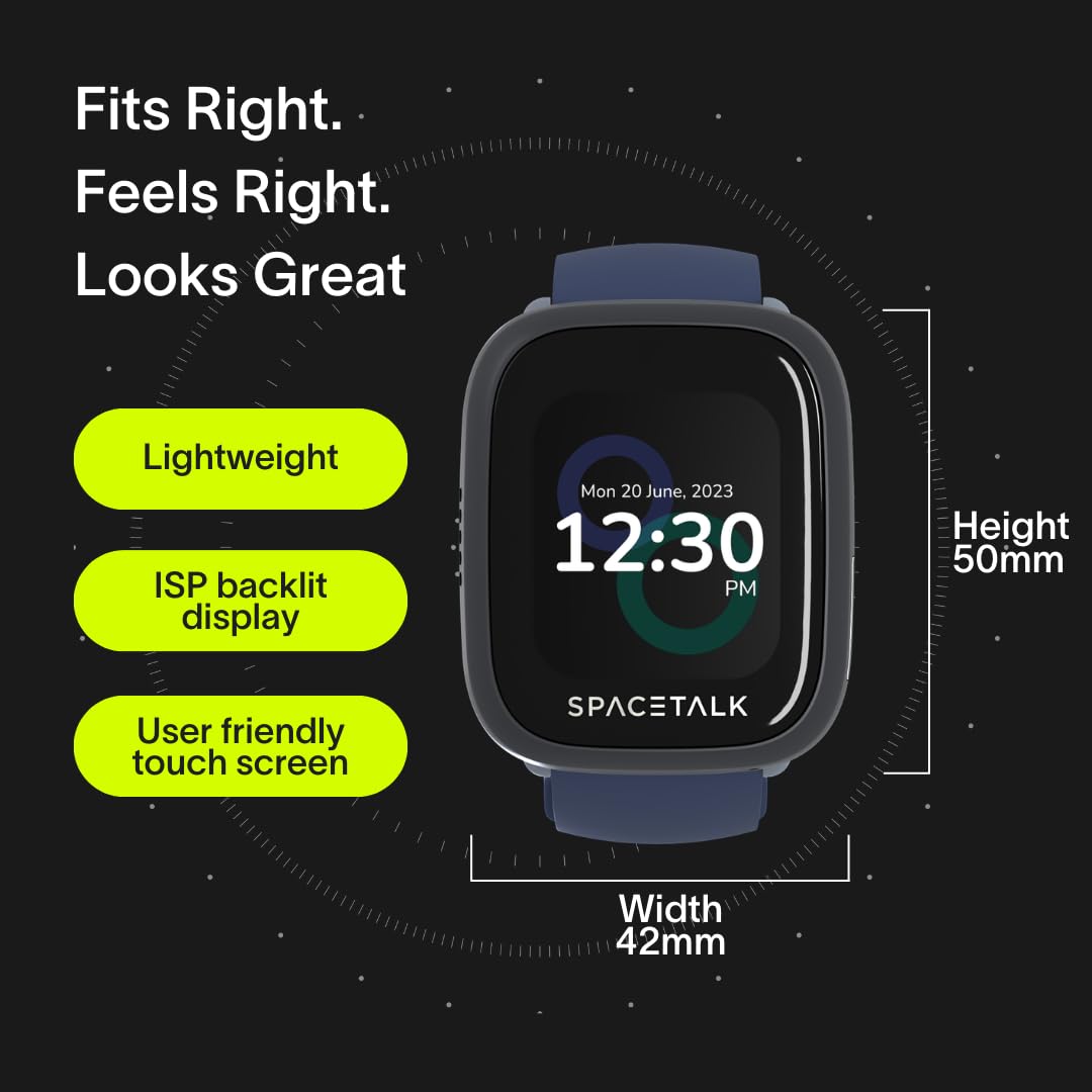 SPACETALK Loop Smartwatch: libertà e sicurezza a tutte le età, richiede nano SIM con abbonamenti alle app chiamate/SMS/dati, localizzatore GPS 4G, chiamate vocali, SMS e chat, zone sicure, SOS di