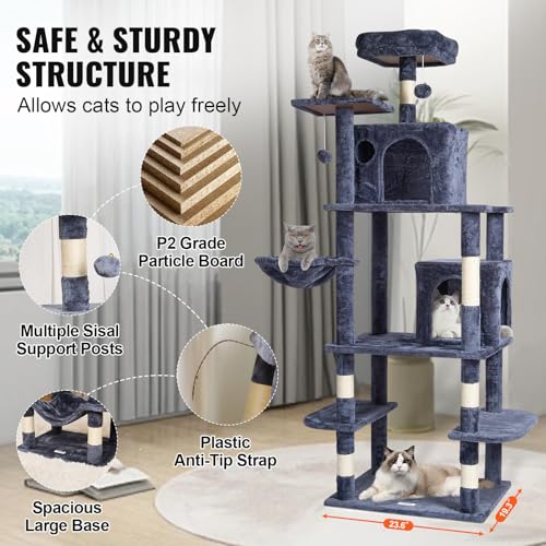 Árbol para Gatos VEVOR, Torre 68.5" con Condos y Rascadores miniatura 6