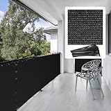Kingsyard 3x10FT Balcony Screen Privacy Fence Cover, Heavy Duty Fencing with Brass Grommet for Patio Porch Deck Pool Railing Privacy, Apartment Balcony, Outdoor Garden Yard, Zip Ties Included, Black