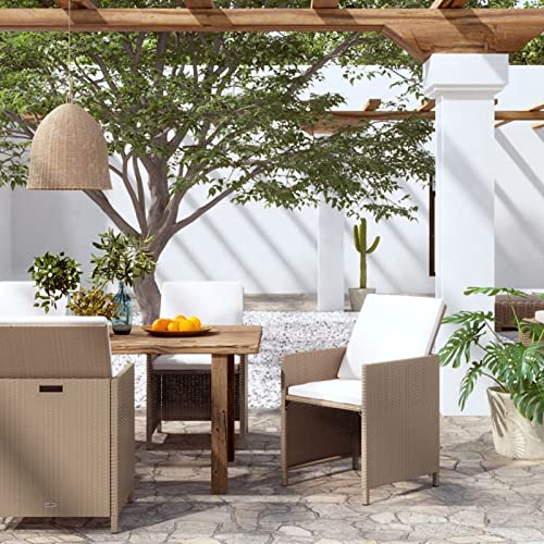 Xichuzi Sillas de jardín con Cojines 4 Unidades, Sillas Terraza Exterior, Silla Playa Jardin, Sillas Exterior Jardin, Sillas Balcon, ratán sintético Beige