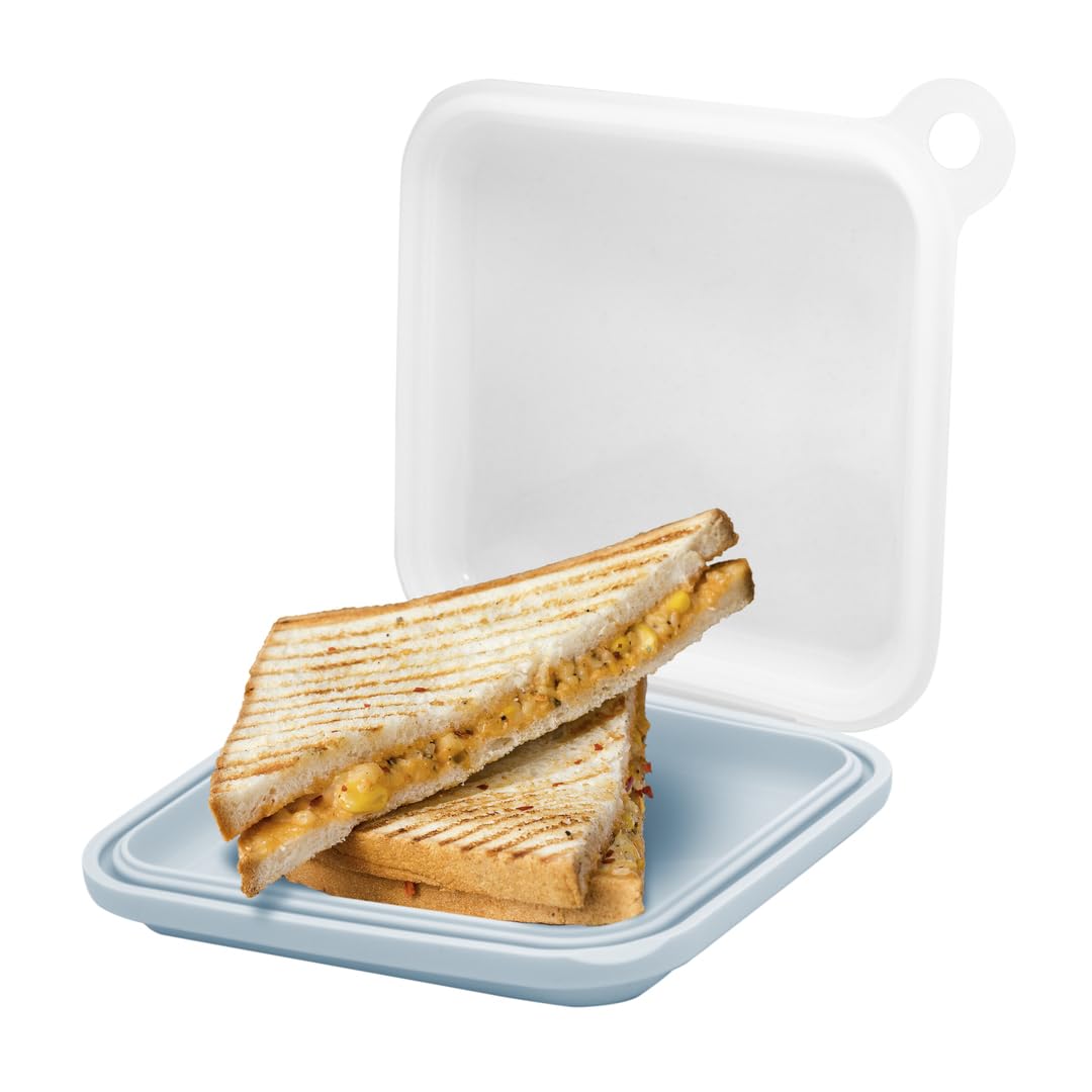 Nerthus FIH 1602 Reusable Silicone Sandwich Maker 15x15cm Blue, Sandwich Bag with Zip Lock