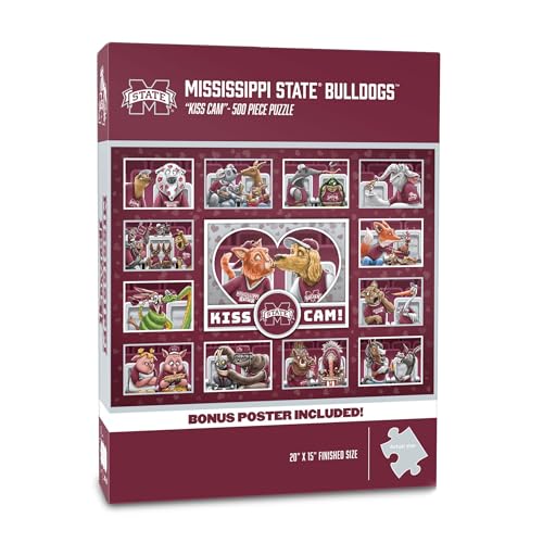 Image of YouTheFan NCAA Mississippi State Bulldogs inchKiss Cam inch 500 Puzzle | 500 Pieces, 15 inch X 20 inch Size, Original Artwork, Humorous Illustrations, Officially Licensed, Fun Fan Gift