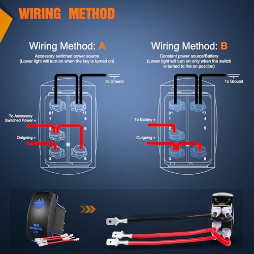 Image of Nilight Rear Differential Lock Rocker Switch Led Light Bar 5 Pin On Off