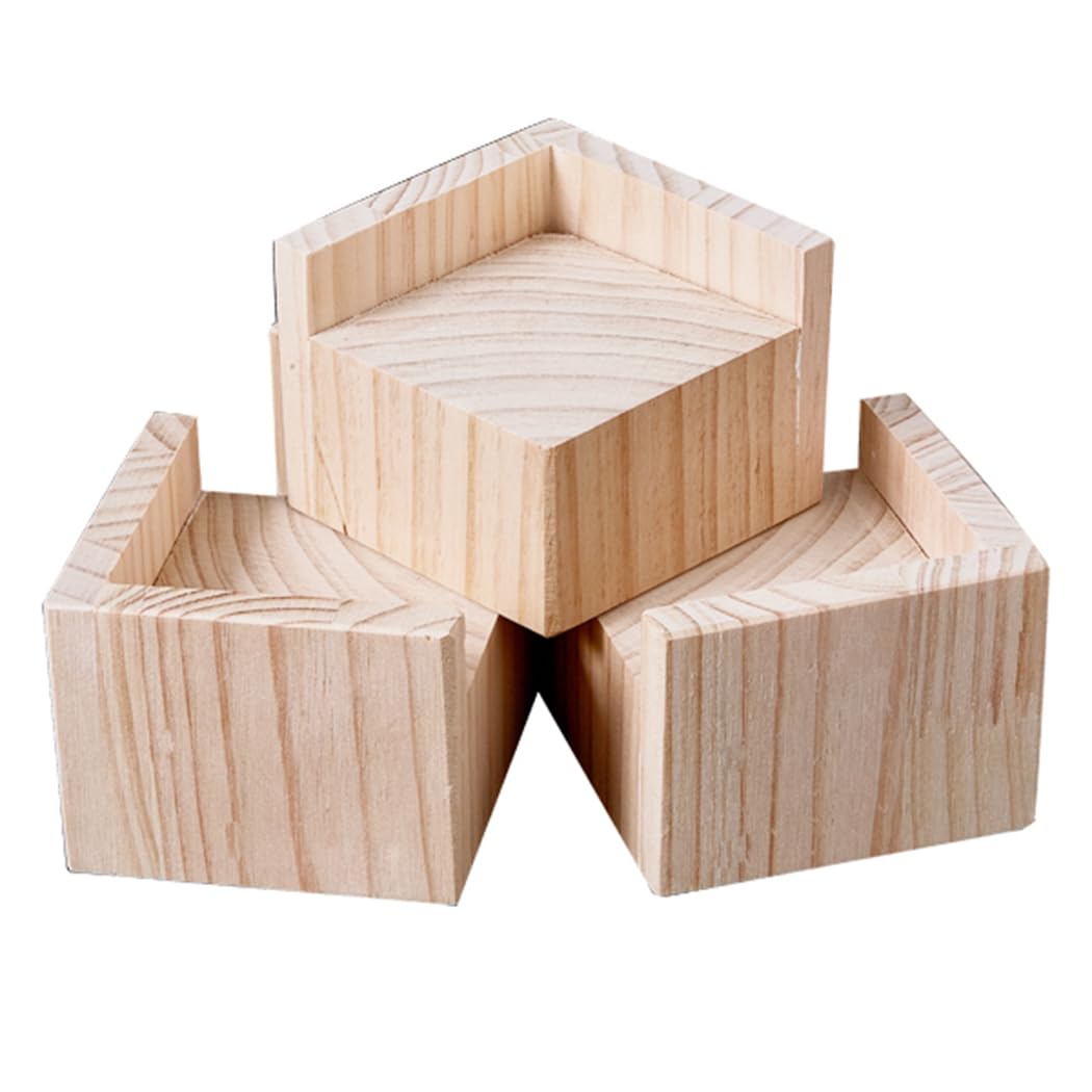 Elevadores de cama de madera maciza resistentes, paquete de 4 unidades, altura ajustable de 3 a 20 cm, perfectos para elevar camas y muebles, ideal para ahorrar espacio y aumentar el almacenamiento