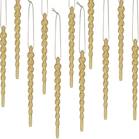 30 Piezas Carámbanos de Acrílico Torcidos de 5,12 Pulgadas Adornos Navideños (Oro) Cover