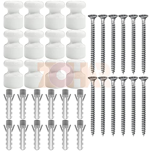 ZOHAR 12 Stück Vintage Isolatoren für Textilkabel Porzellanisolatoren...