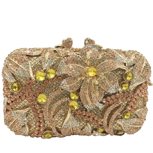 Mini pochette fleur strass Boutique De FGG, étui rigide de luxe