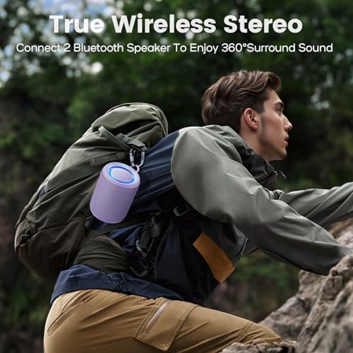 Image of Bluetooth Speaker Wireless,IP67 Waterproof & Dustproof Portable Speaker with Lights,15W Loud Stereo Sound, 2500mAh Battery All Day Playtime, TWS Pairing, BT5.3, Home /Party /Outdoor /Beach (Purple)