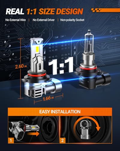 Image of SEALIGHT 9005 9006 Bulbs with 80000LM Super Bright,6500K White Light, 1:1Mini Design Fog Light Bulbs,3 Mins Plug-N-Play, Pack of 4 9005 9006 Bulbs