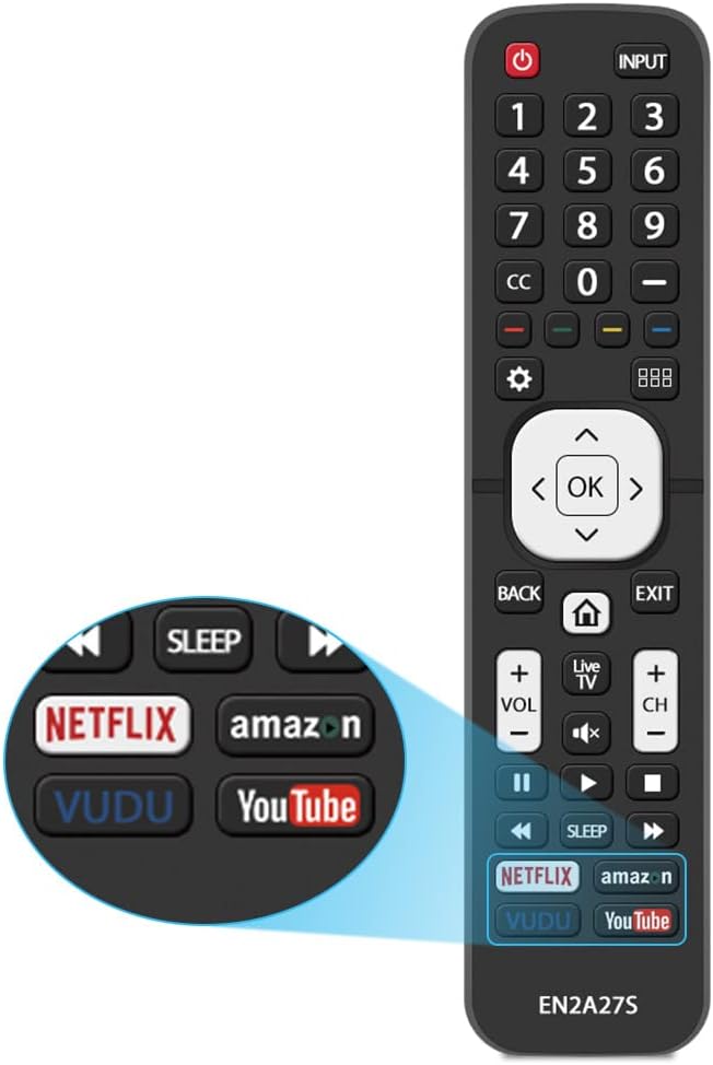 New EN2A27S EN2A27 Remote Control Replacement for Hisense Smart TV Remote and Sharp Smart