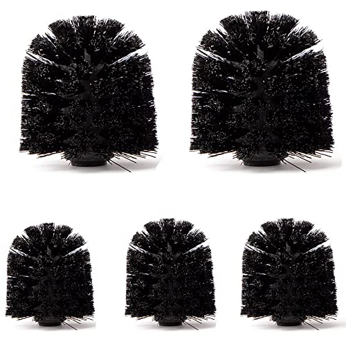 Voarge Lot de 5 têtes de brosse de rechange en plastique Noir Ø 8 cm