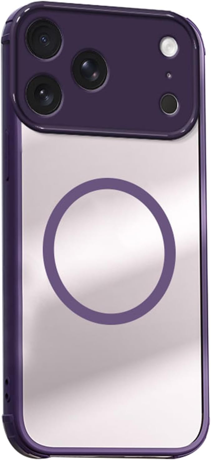 Magnetic Case for iPhone 17/17 Air/17 Pro/17 Pro Max, All-Inclusive Lens Protection Cover Ultra Thin Clear Anti-Yellowing Phone Case(Black,17 Pro Max)