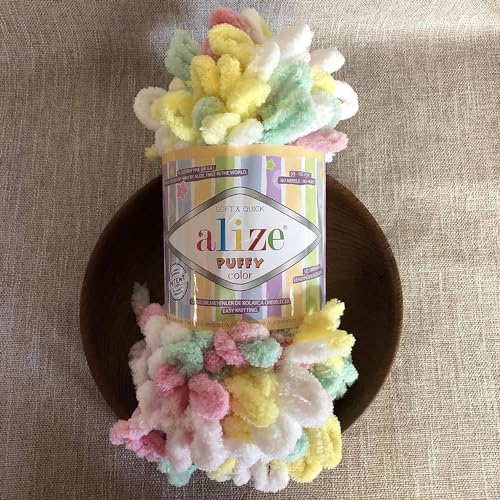 Image of Alize Puffy Color Baby Blanket Yarn Lot of 4skn 400gr 39.3 yds 100% Micropolyester Soft Yarn Hand Knitting Yarn (5862)
