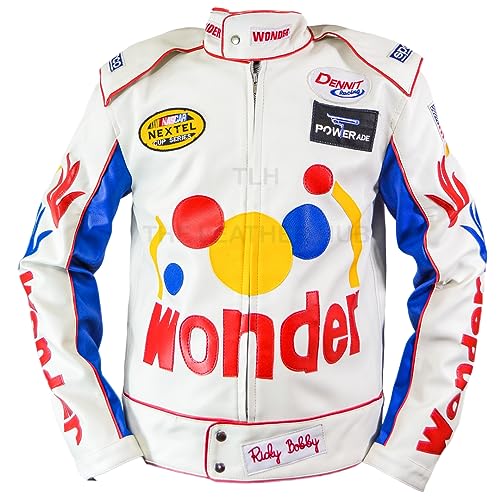 Image of Ricky Bobby Wonder Bread Racing Jacket - White Faux Leather