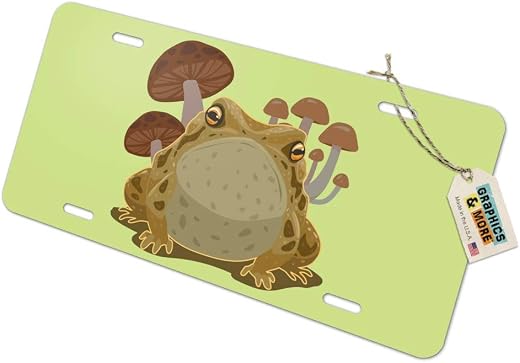 GRAPHICS & MORE Toad Sitting in Front of Mushrooms Novelty Metal Vanity Tag License Plate