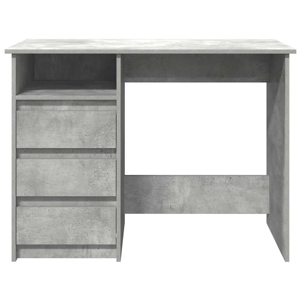 Scrivania in legno grigio cemento, 102 x 50 x 75 cm, compatta scrivania da ufficio con grande superficie di lavoro e spazio di archiviazione, ideale per ufficio domestico e scuola