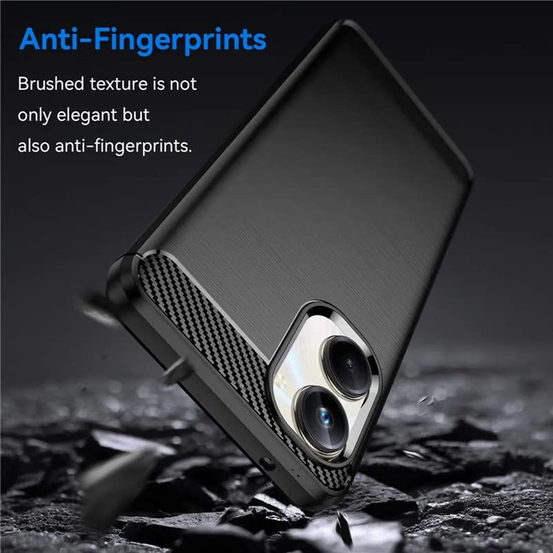 Image of NPRC Hybrid Ultra Slim Protective Case TPU Non-Slip Carbon Fiber Texture Shockproof Case Cover for Realme 10 PRO Plus - Black