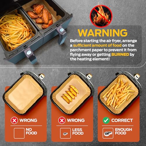 Image of Marve Airfryer Papers Disposable, 100PCS Non-Stick Parchment Paper, Air Fryer Liners for 5-8QT Air Fryer, Baking, Roasting Microwave 8 Inch (22 x 14 Fryer 100 Pcs)