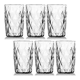 Jogo 6 Copos Diamond Luxo 350ml Água Suco Vidro Grosso Diamante (Cristal)