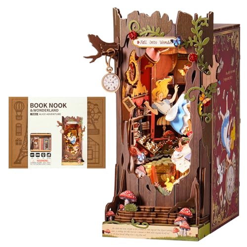 ROBOTIME Book Nook Kit, Fairy Tale Princess DIY Miniature House Kit, Fall into Wonder 3D Wooden...