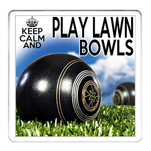 Kazmugz Black Lawn Bowls Gift Coaster. Keep Calm And Play Lawn Bowls. Matching Mug Available.