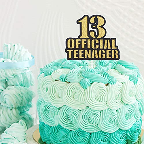 Image of FestikoOfficial Teenager 13 Birthday Cake Topper - Boys Girls 13th Birthday Gold Glitter Cake Supplies - Thirteen Years Old Birthday Party Decoration