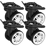 Garneck Juego de 4 Ruedas de Repuesto para Maletas Doble Hilera, Diseño Silencioso y Giratorio, Accesorios para Reparación de Equipaje, Compatibles Maletas de Viaje