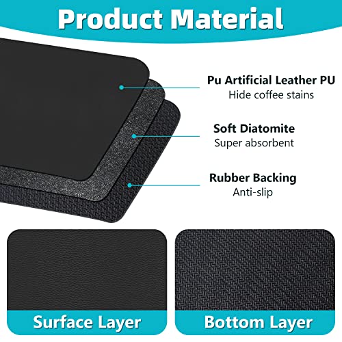 Coffee Maker Mat For Countertops: Coffee Mat Absorbent Coffee Bar Mat For Kitchen Hide Stain Rubber Backed, 12" X 17" Coffee Bar Accessories Fit Under Coffee Machine Coffee Pot Appliance Mats (Black) #TOP3