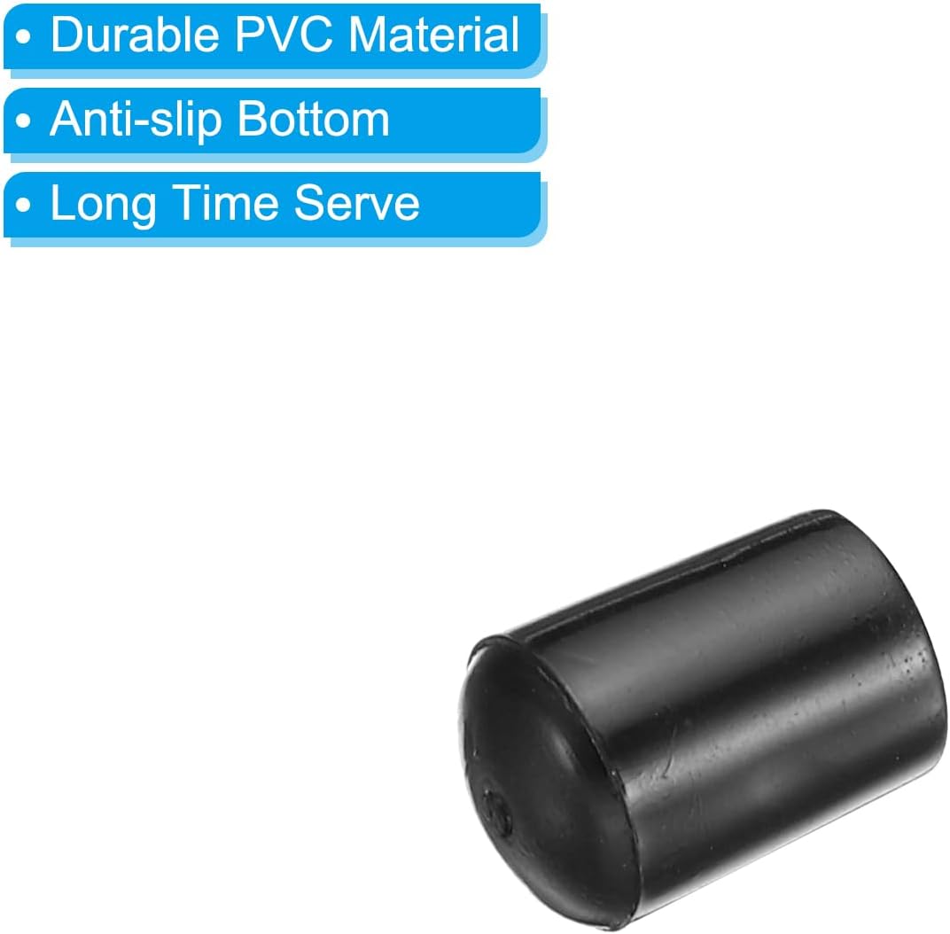 PATIKIL PVC End Caps, 100 Pack 6mm IDx9mm OD Bottom Round Bolt Cover Feet Caps Protector for Sink Rack Furniture Screw Tube Rod Hook Thread, Black